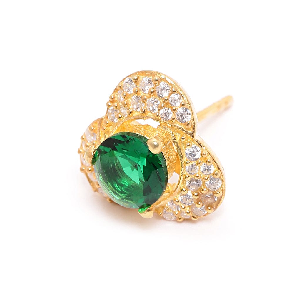 Gold Plated Green Stone Silver Earring