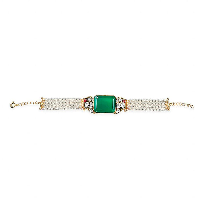 Mithu Emerald Charm Silver 24k Gold Plated Bracelet