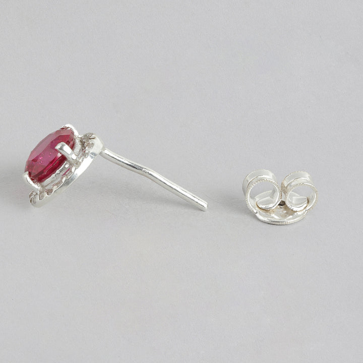 92.5 silver red stone earrings