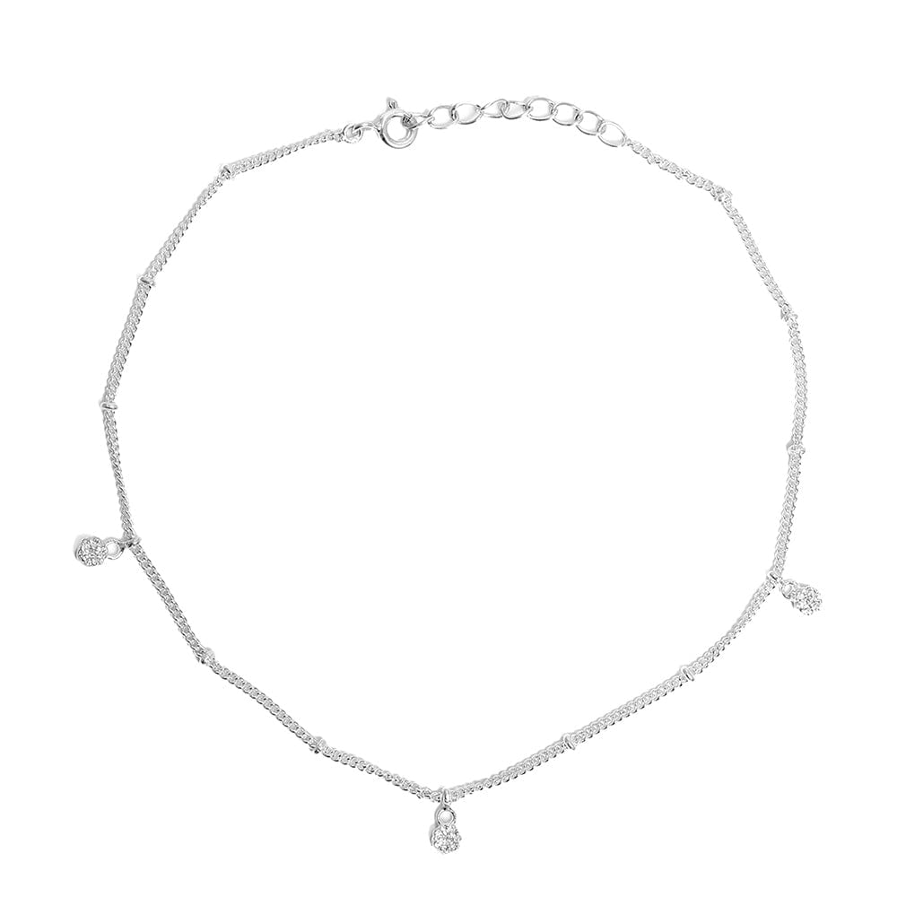 Silver Zircon Anklet