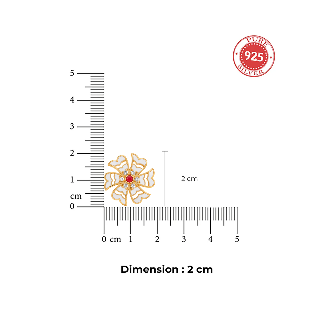 925 Silver Shiuli White Enamel Flower Stud Earrings