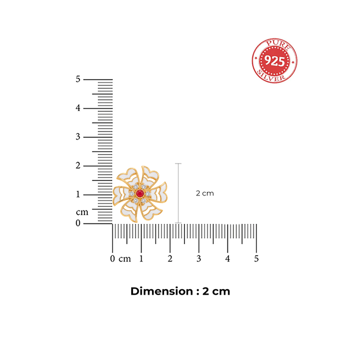 925 Silver Shiuli White Enamel Flower Stud Earrings