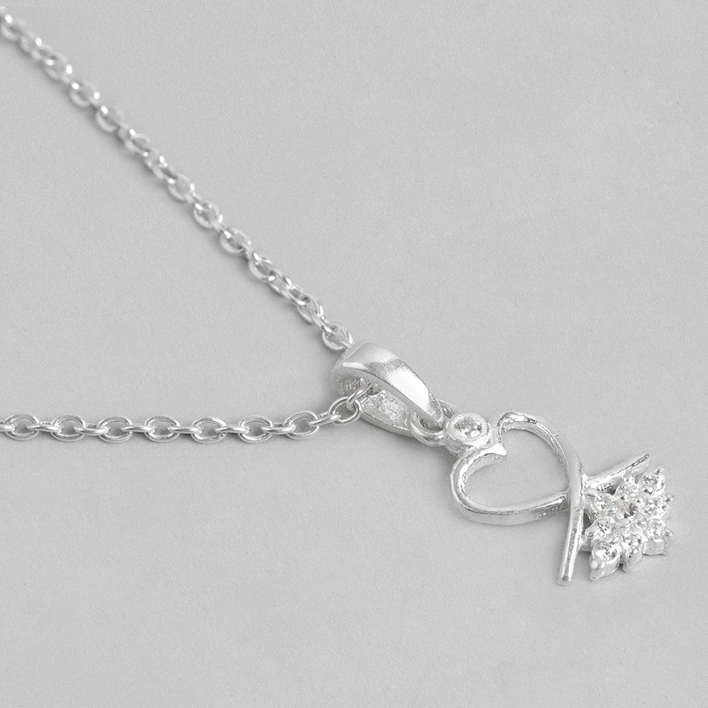 Silver 92.5 Minimal Zircon Studded Pendant And Chain