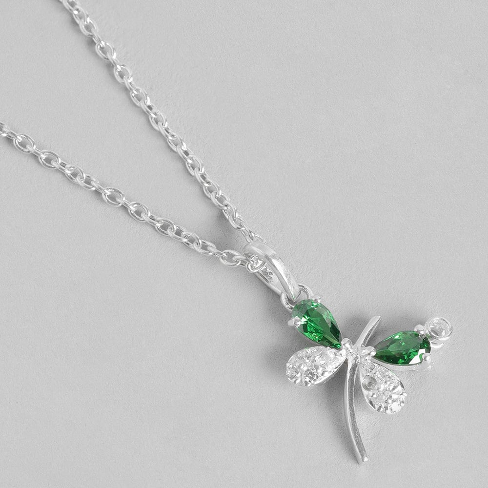 Silver Butterfly Shaped Pendant With Chain