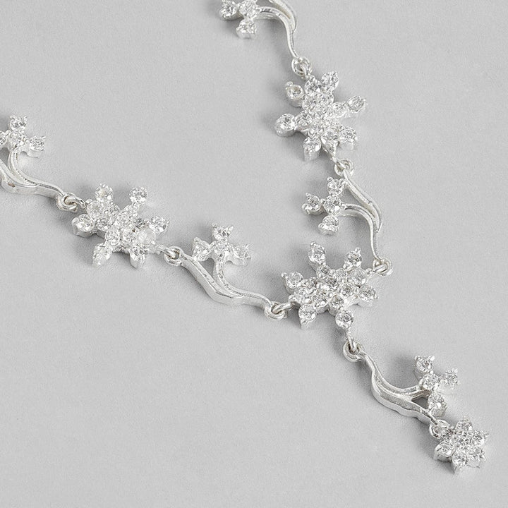 Silver White Flower Necklace