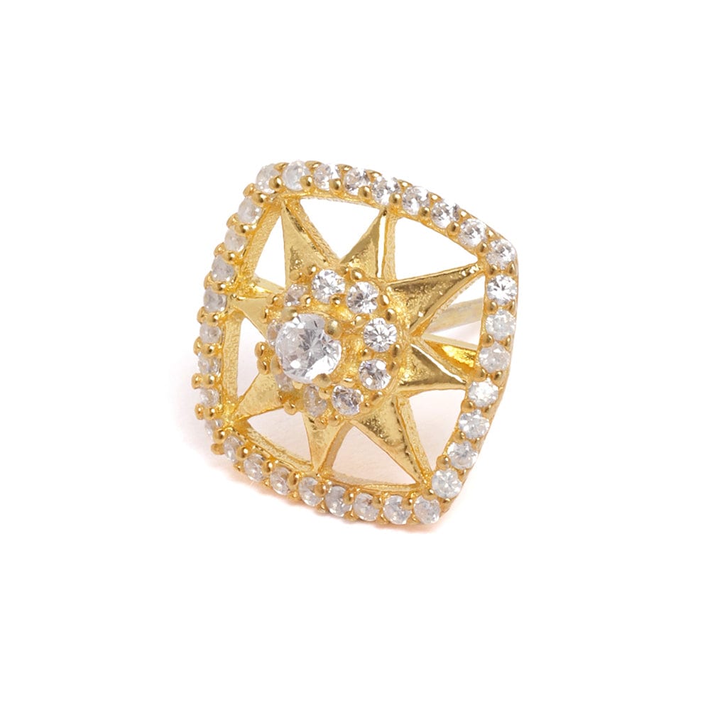 Gold Plated Zircon Silver Studs