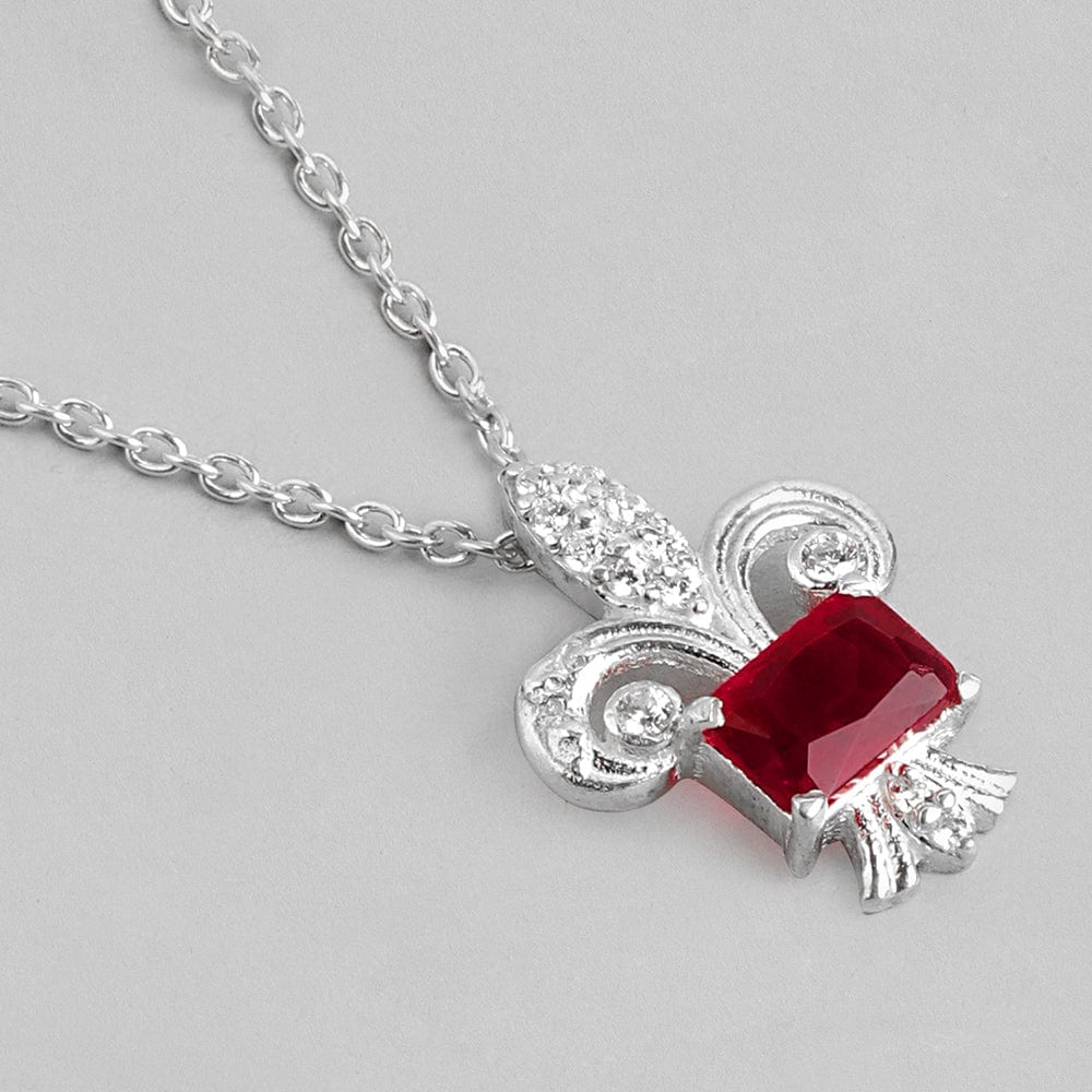 Silver Red Leaf Necklace