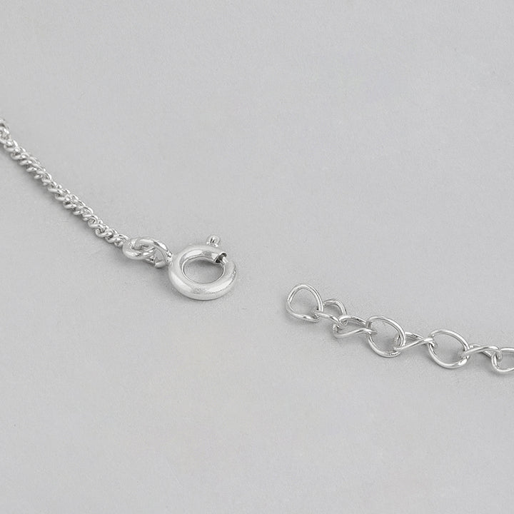 92.5 Silver White Zircon Loop Necklace