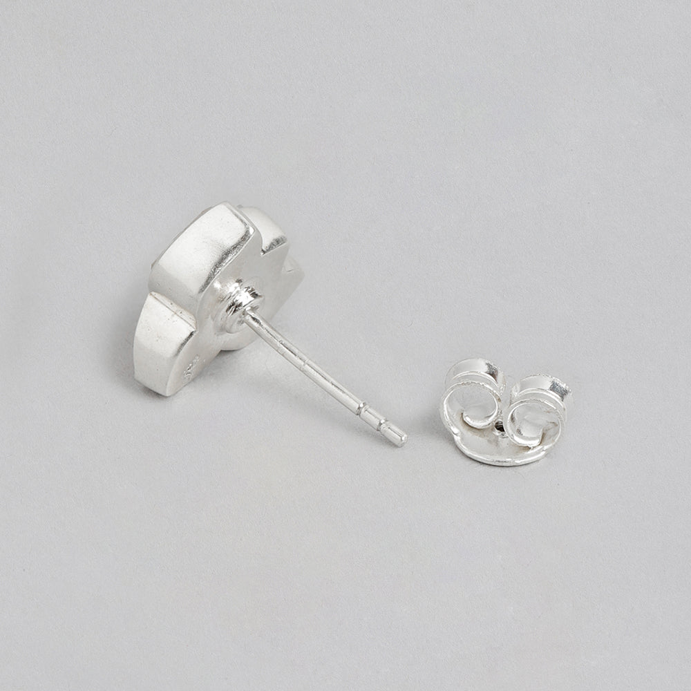 92.5 Silver White Kundan Sacred Stud Earrings