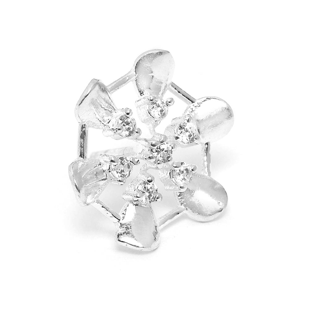 Floral Silver Zircon Studs