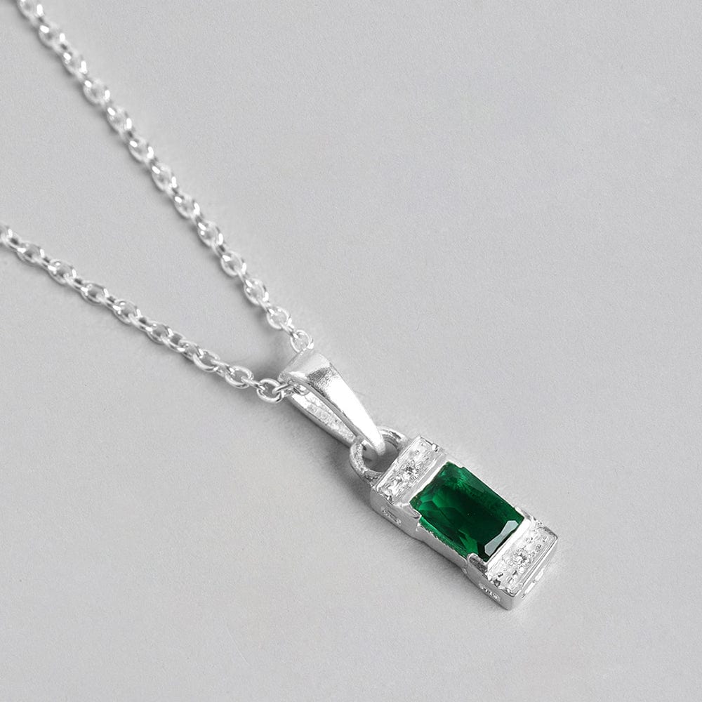 Silver Green Sparkling  Necklace