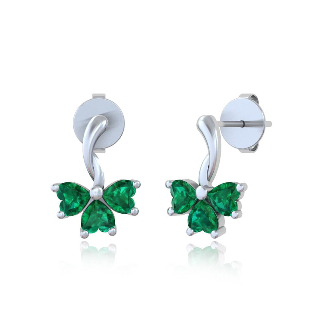 92.5 Silver 3 Clover Leaf Emerald Studs