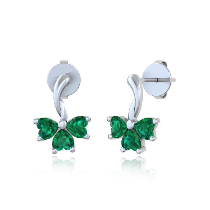 92.5 Silver 3 Clover Leaf Emerald Studs
