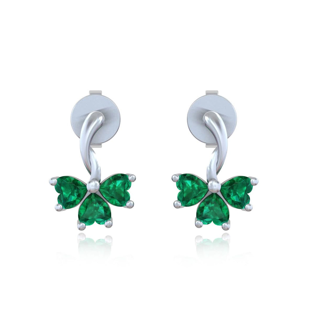 92.5 Silver 3 Clover Leaf Emerald Studs