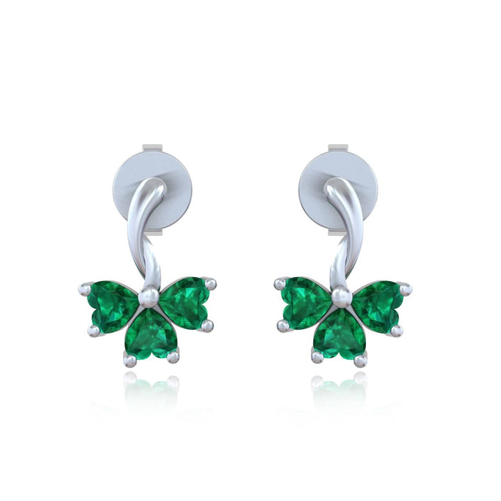 92.5 Silver 3 Clover Leaf Emerald Studs