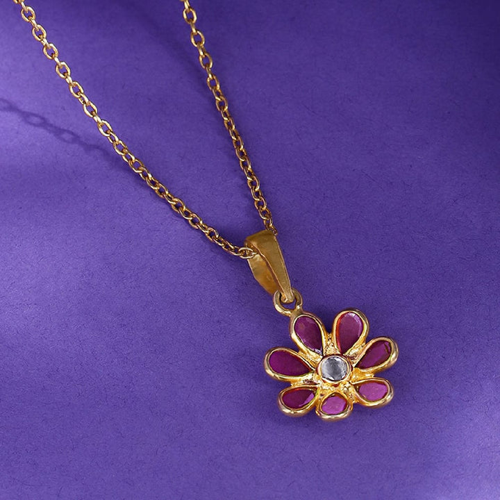 92.5 Silver Red Hydro Flower Necklace