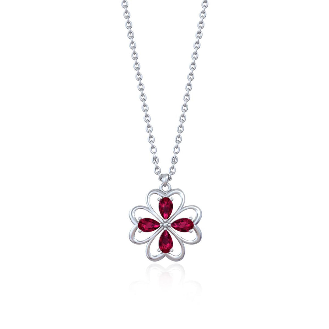 92.5 Silver Floral Crimson Pendant