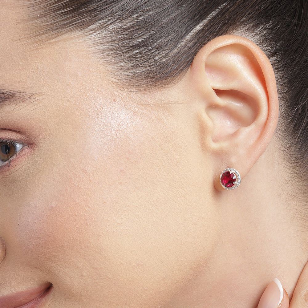 92.5 silver red stone earrings