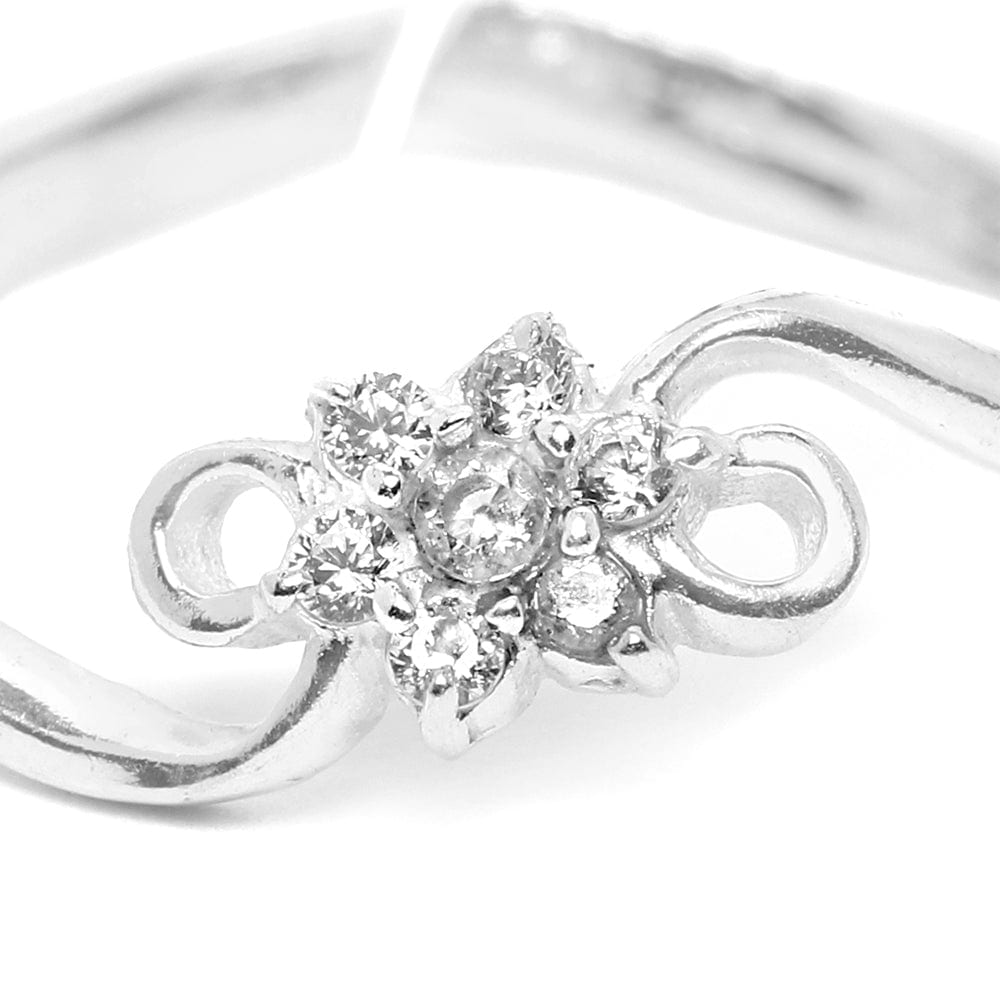 Radiant Silver Zircon Stud Ring