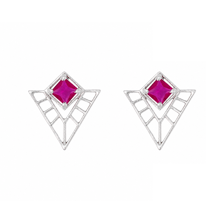 Silver 925 Scarlet Prism Deco Earrings