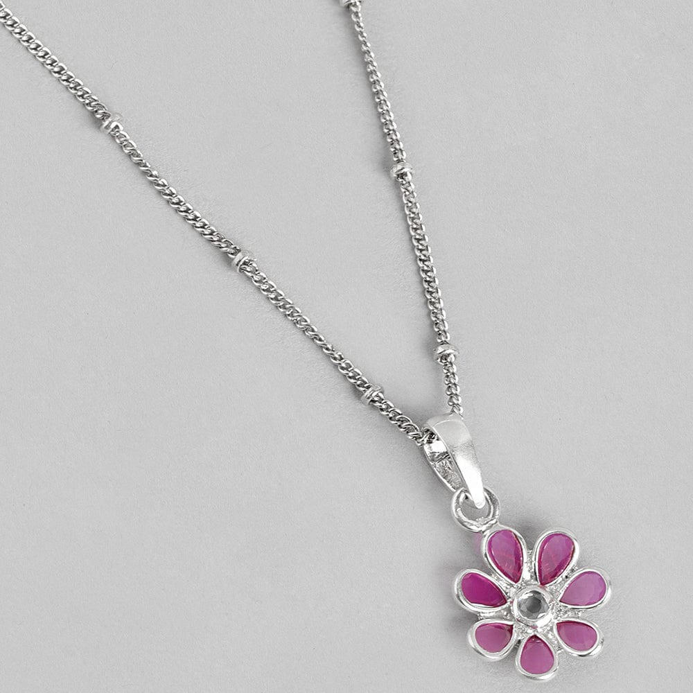 92.5 Silver Red Hydro Flower Necklace