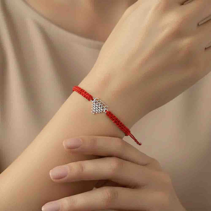 Unniyarcha silver 925 5-line pure Saraswati Yantra Bracelet with Chandan Tilak set