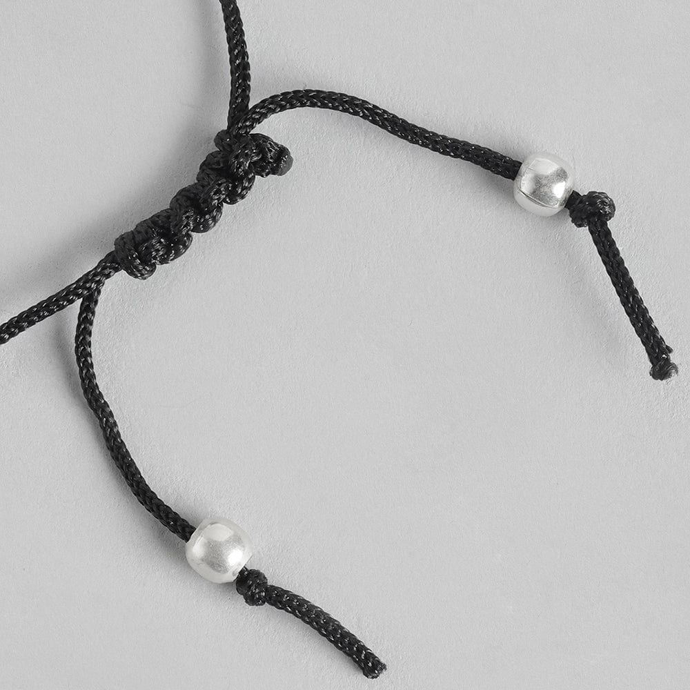 Silver Black thread flower Anklet