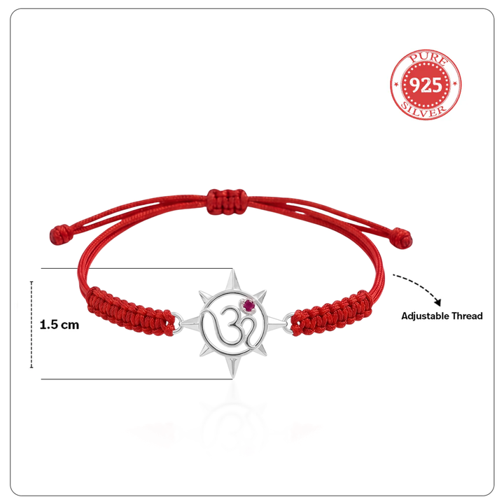 Unniyarcha 925 Pure Silver Om and Sun Rays Rakhi