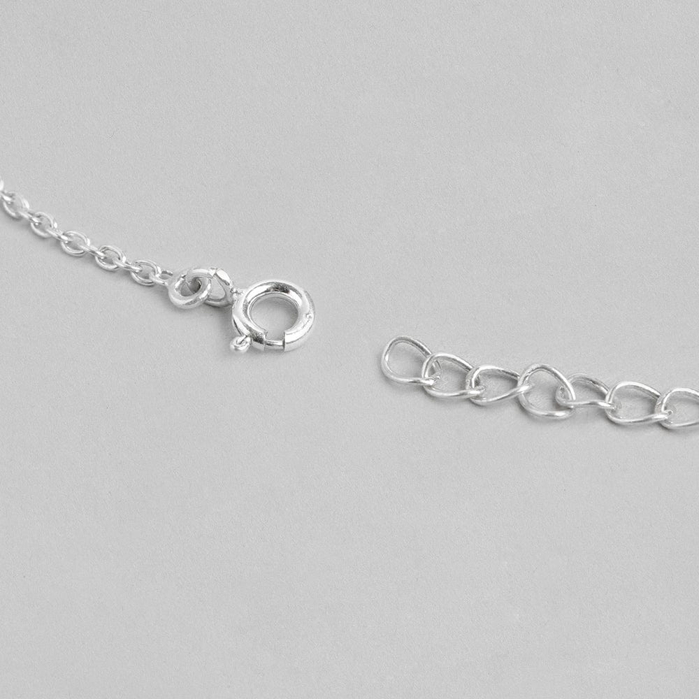 Silver 92.5 Minimal Zircon Studded Pendant And Chain