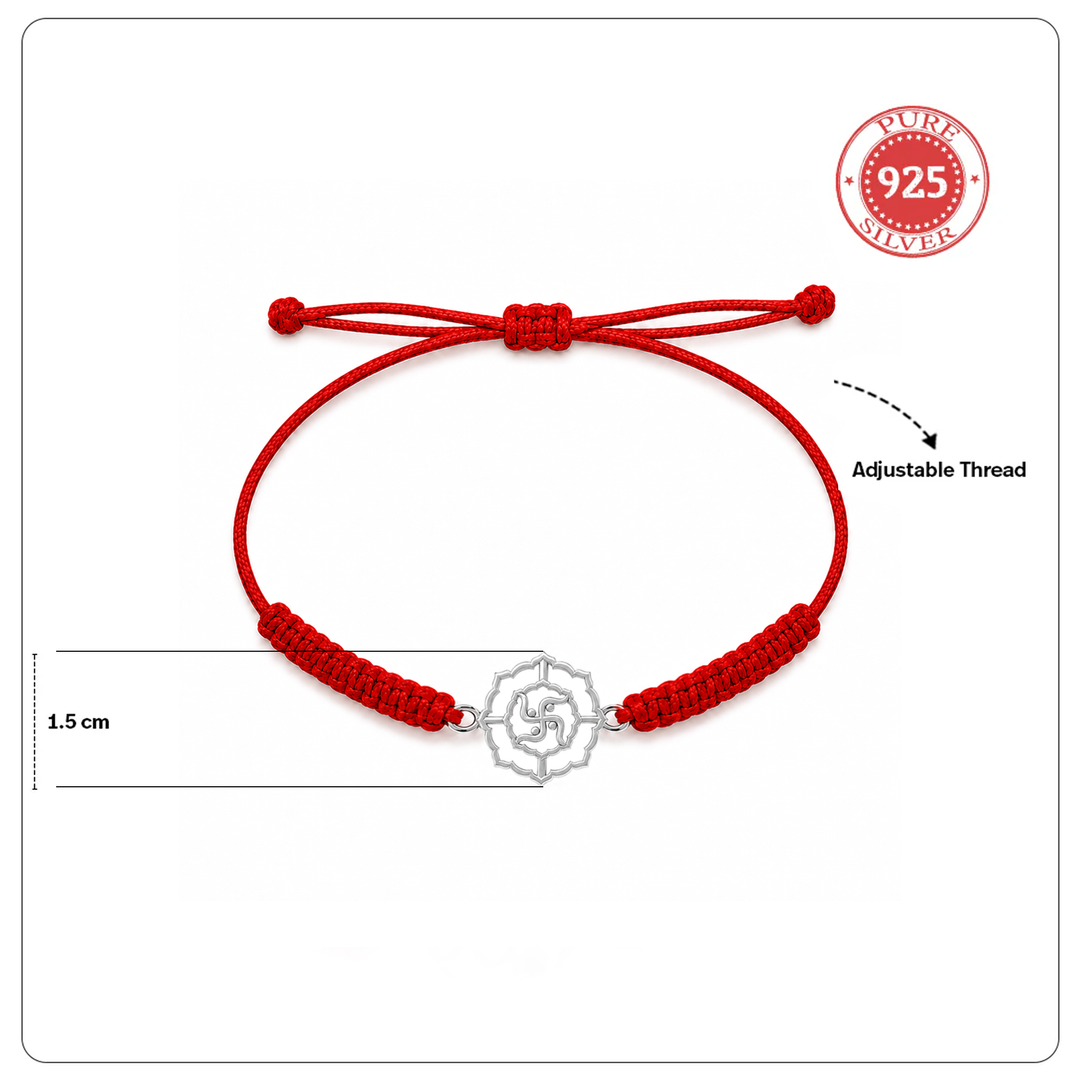 Unniyarcha 925 Pure Silver Swastik Rakhi with Chandan Tilak set