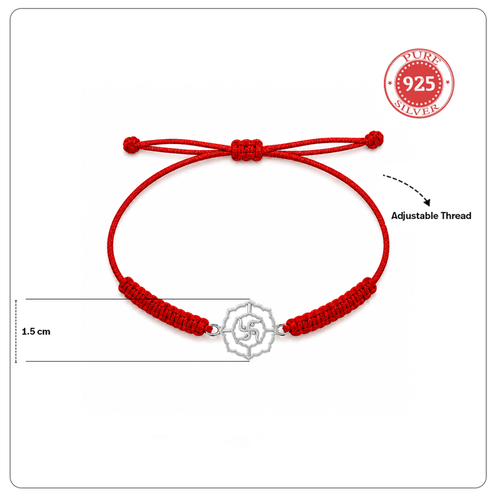 Unniyarcha 925 Pure Silver Swastik Rakhi with Chandan Tilak set