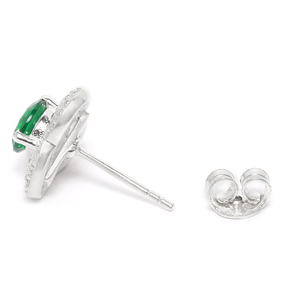 Silver Green Stone Earring