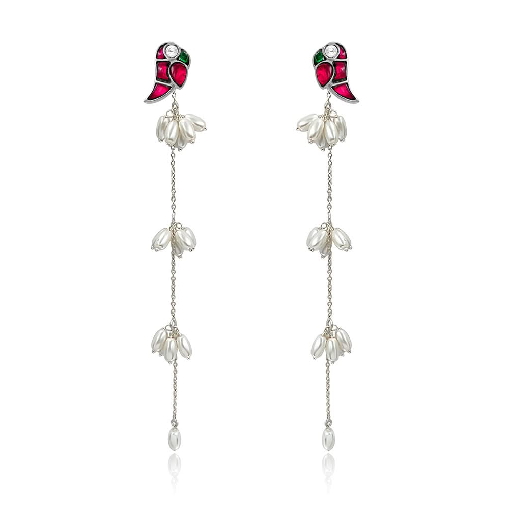 Mithu Pearl Dazzlers Silver Earrings