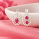 925 Silver Dual Motif Ruby Drop Earrings