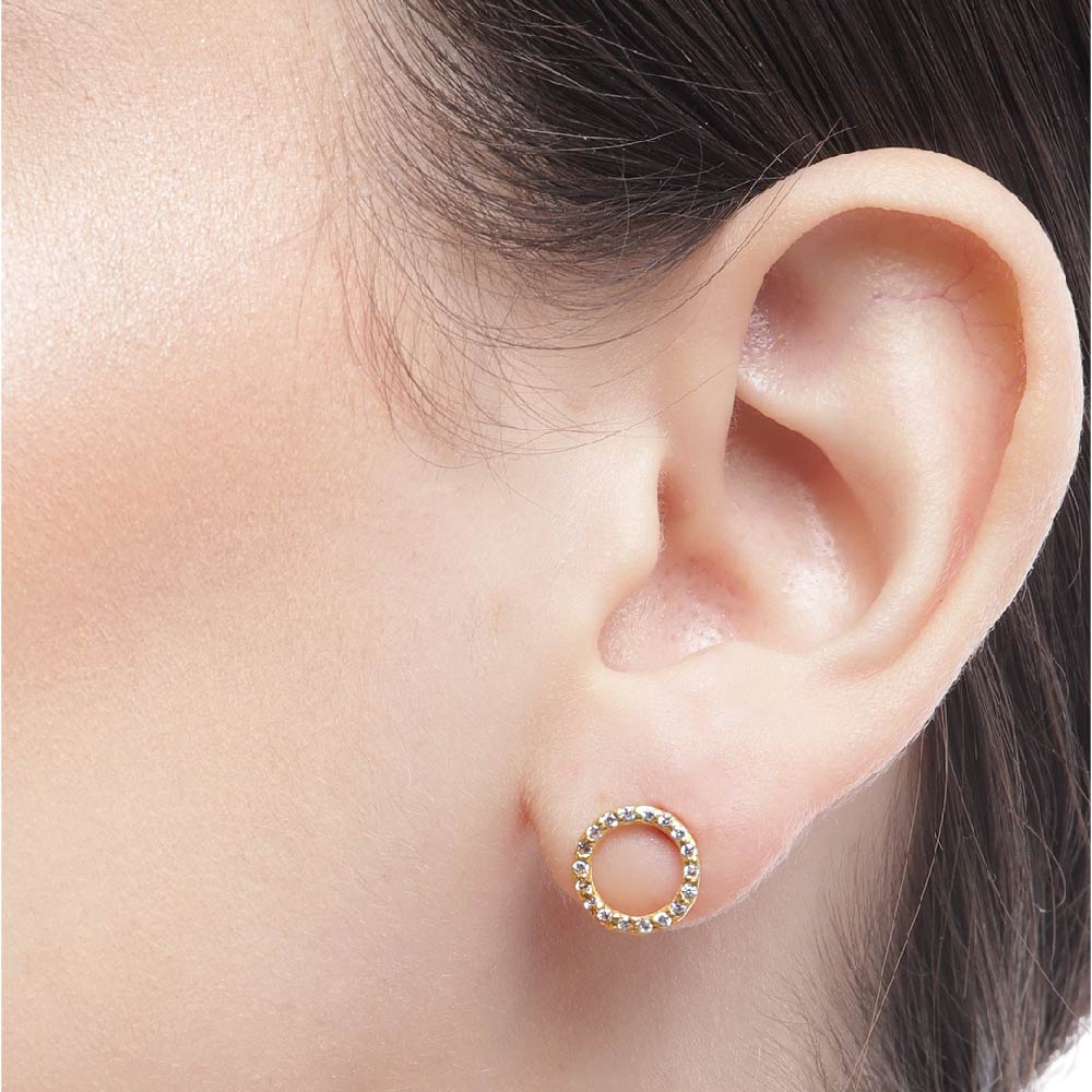 92.5 Silver Zircon Ring Stud Earrings