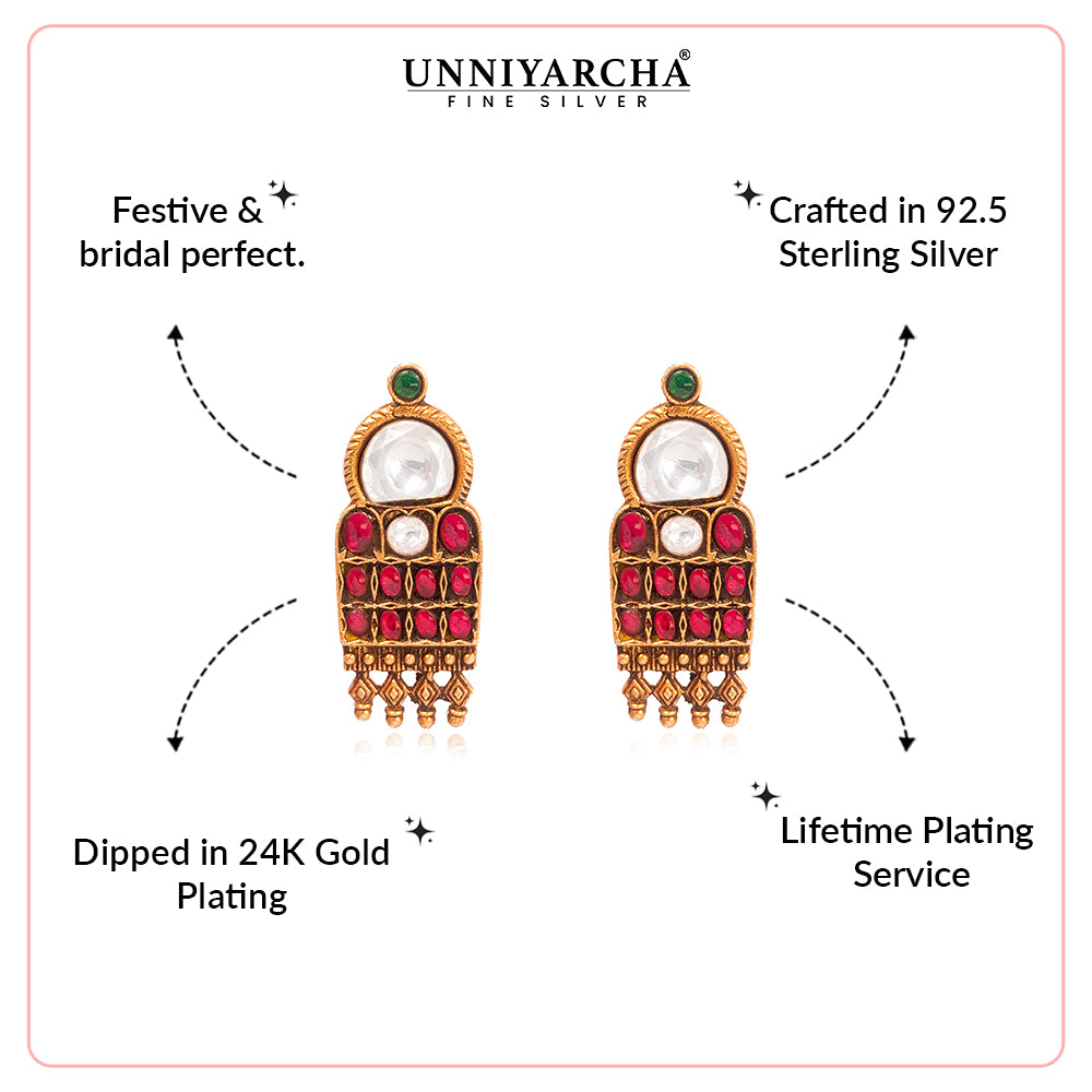 Silver 925 Saubhagya Temple Stud Earrings