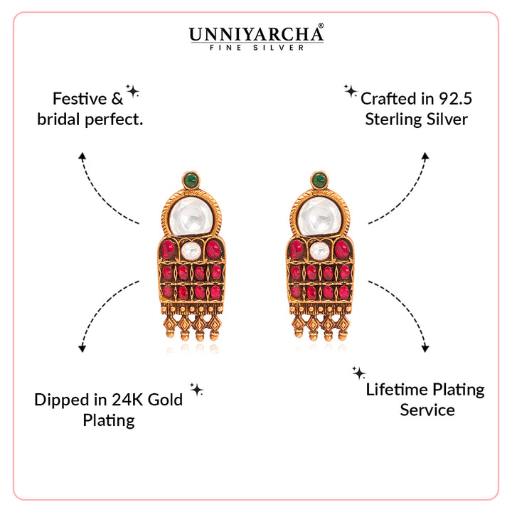 Silver 925 Saubhagya Temple Stud Earrings