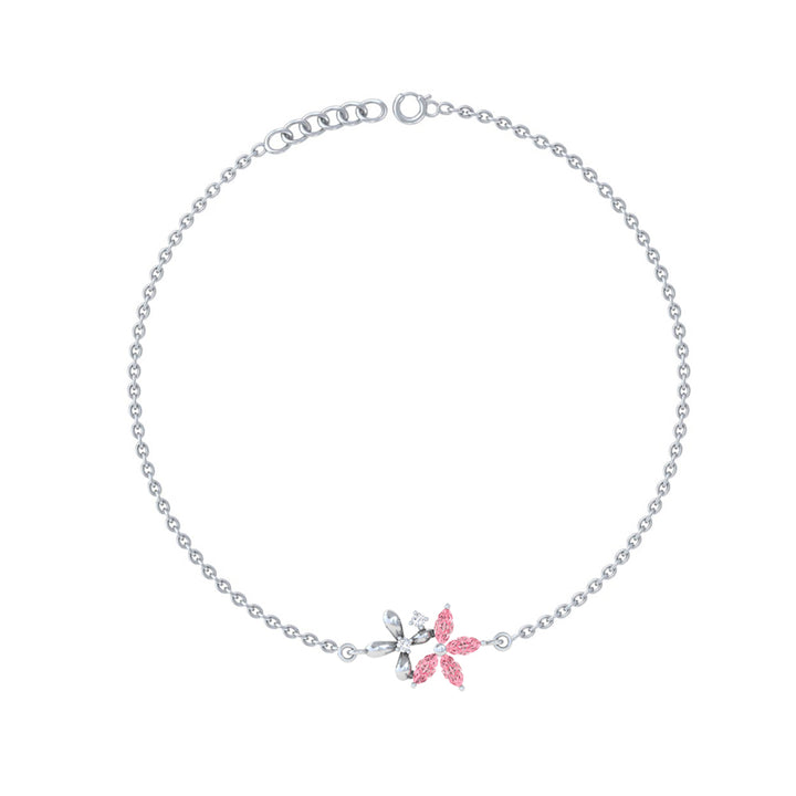 925 Sterling Silver Pink Floral Bracelet