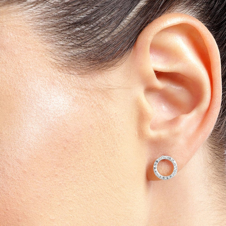 92.5 Silver Zircon Ring Stud Earrings