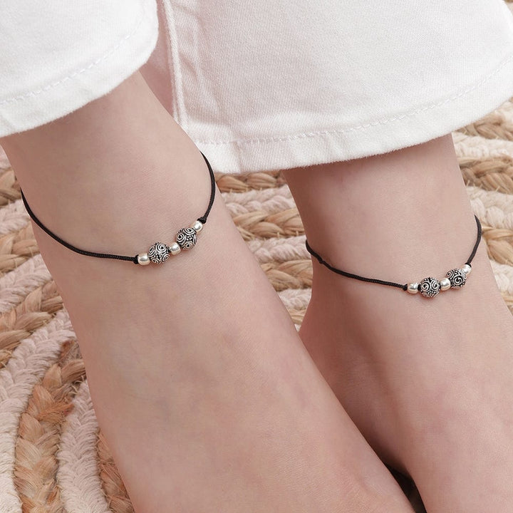 Silver Round Bead Anklet