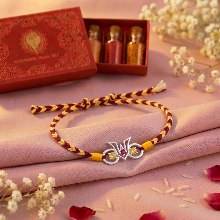 Unniyarcha 925 Pure Silver Lord Jagannath Tilak Rakhi with Chandan Tilak set