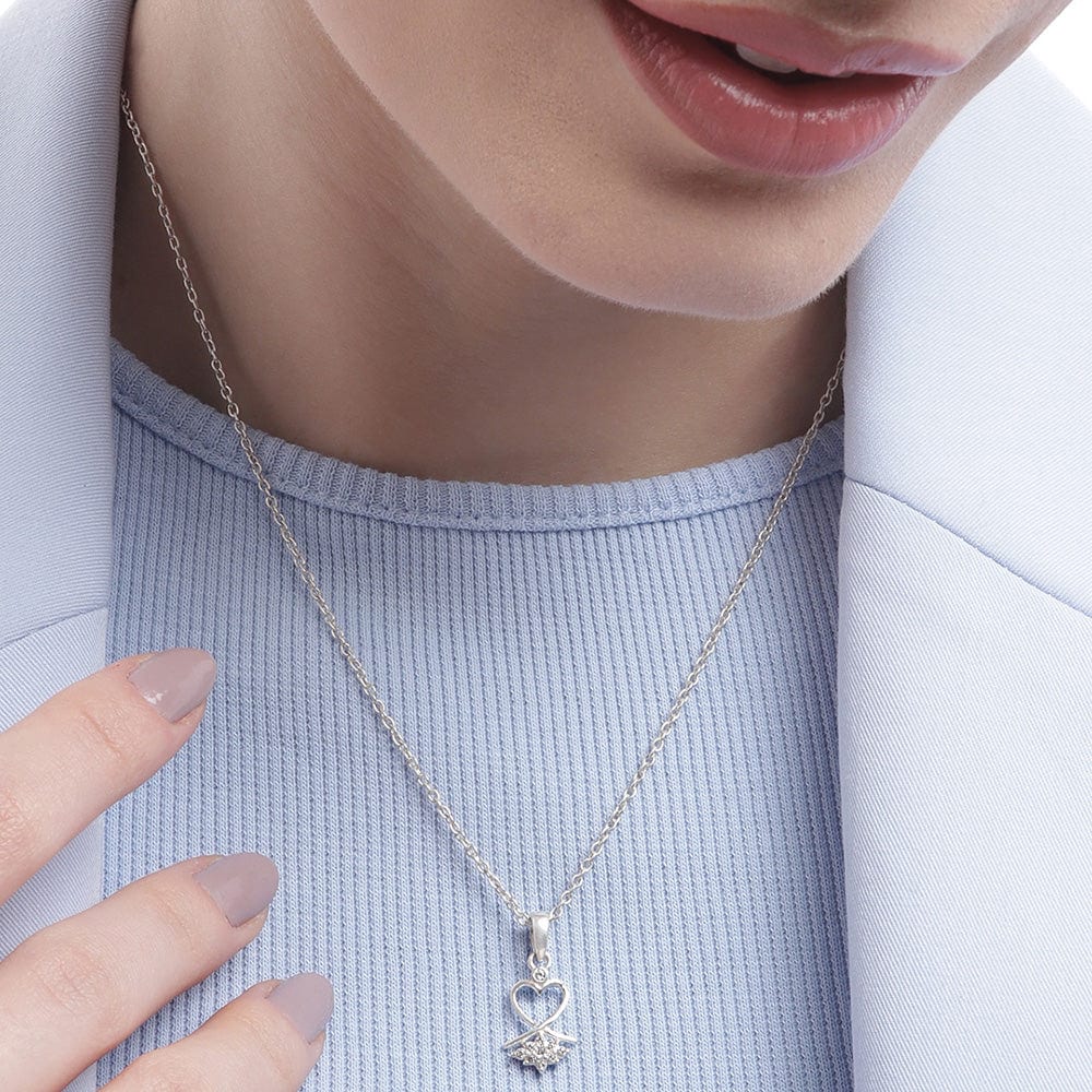 Silver 92.5 Minimal Zircon Studded Pendant And Chain