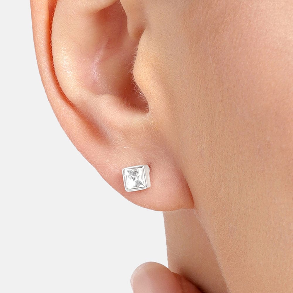 92.5 Silver Cubic Stud Earrings