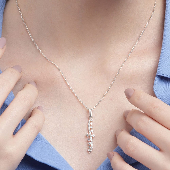 Silver Long Zircon Necklace