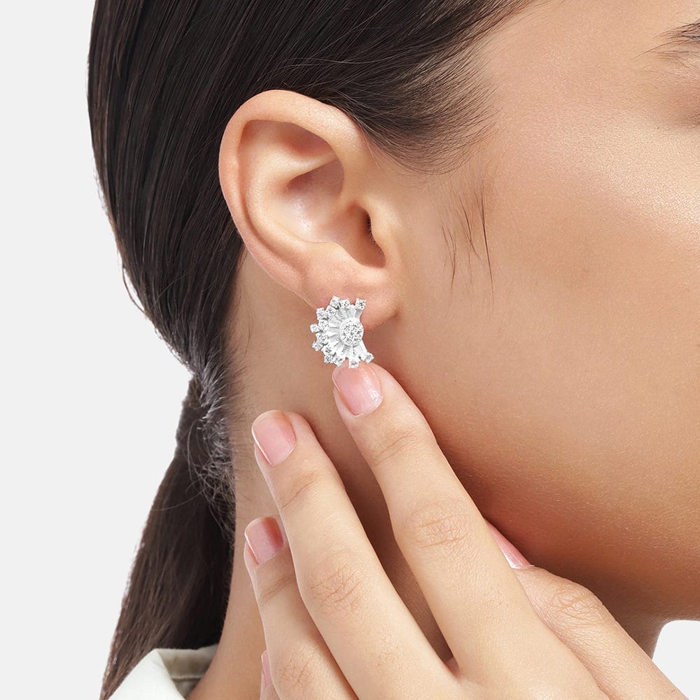 Elegant Silver Zircon Studs