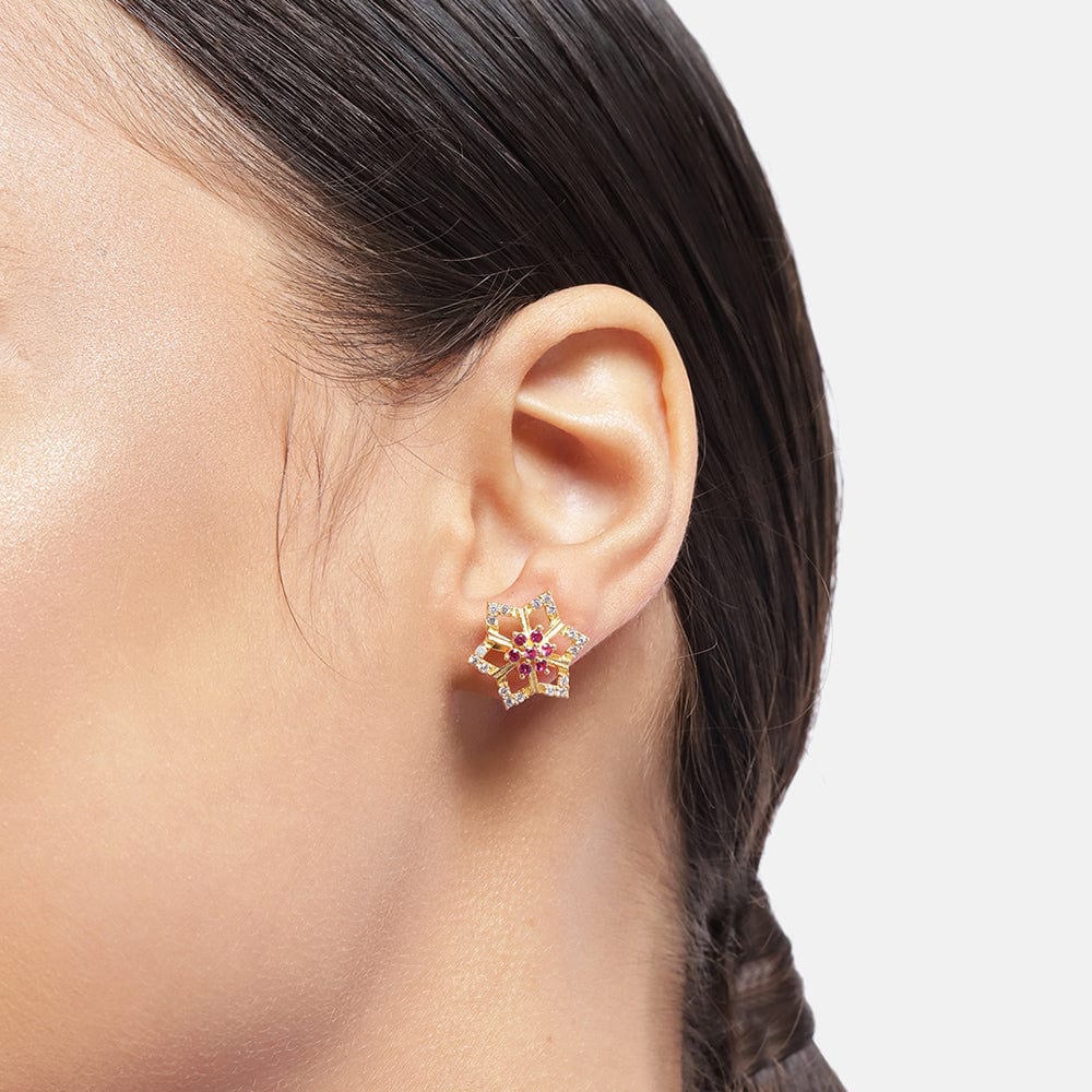 floral gold-plated silver studs