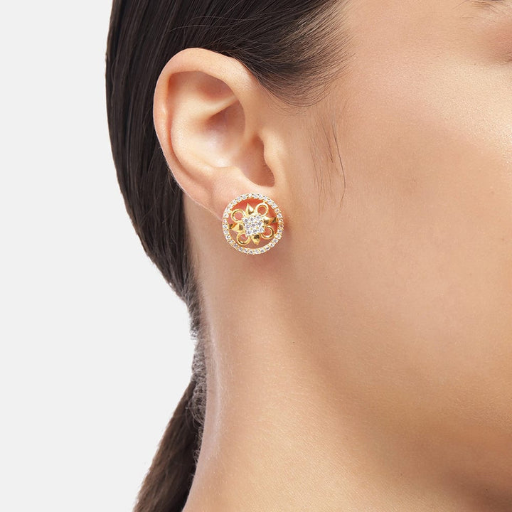 Gold plated Zircon Silver Studs