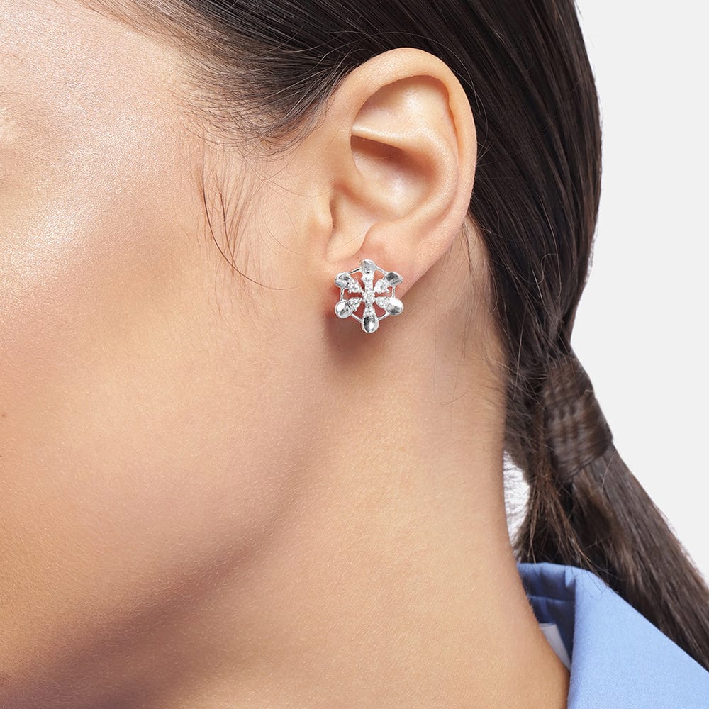 Radiant Zircon Silver earring