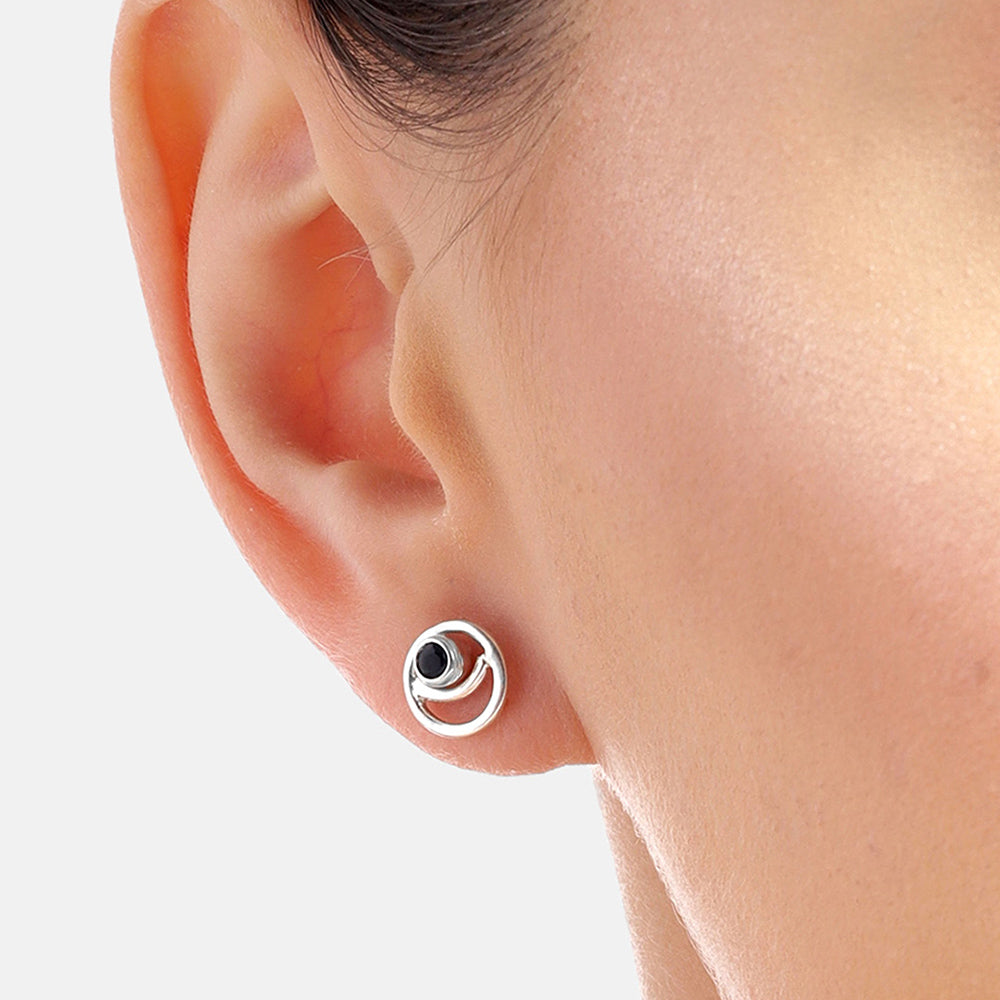 92.5 Silver Blue Spiral Stud Earrings