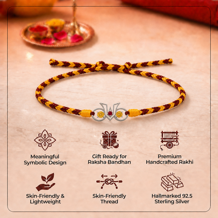Unniyarcha 925 Pure Silver Lord Jagannath Tilak Rakhi with Chandan Tilak set